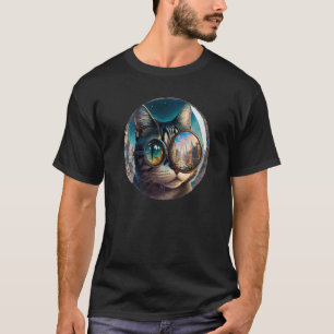 T-shirt Chouette Loupe Chat Rétro Électro Drôle Mignon