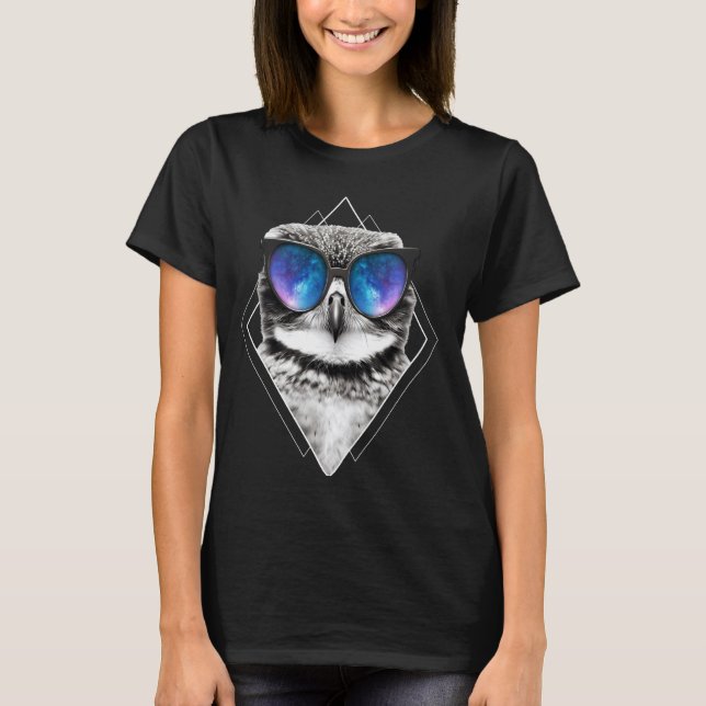 T-shirt Chouette lunettes d'espace Galaxy lunettes de sole (Devant)