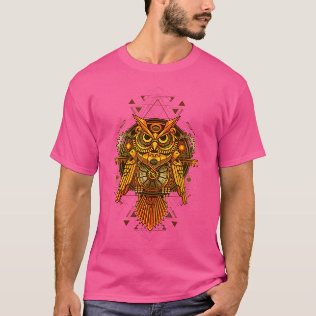 T-shirt Chouette mécanique à vapeur. (Devant)