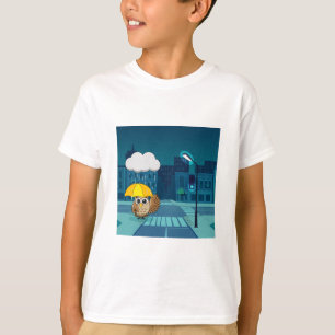 T-shirt Chouette mignonne avec parapluie le jour de la plu