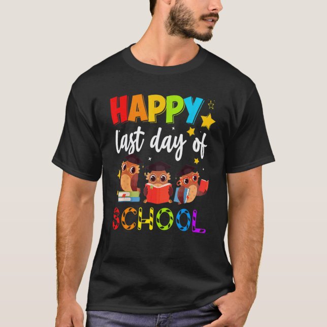 T-shirt Chouette Mignonne Dernier Jour D'école Enseignant  (Devant)