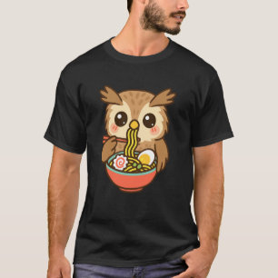 T-shirt Chouette Mignonne Mangeant Ramen Kawaii Amoureux d