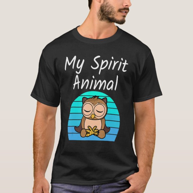 T-shirt Chouette Mon Esprit Animal Relaxant Médiation Yoga (Devant)