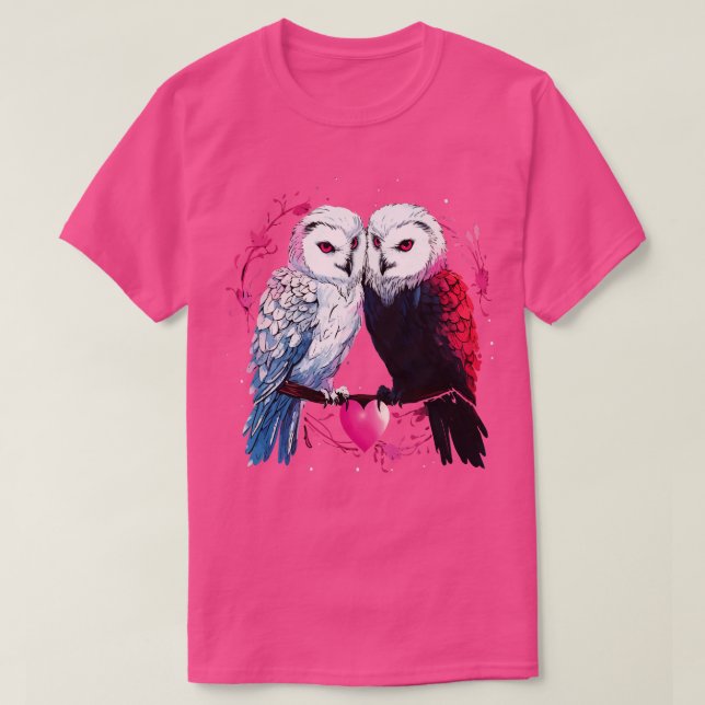 T-shirt Chouette neigeuse Couple Valentine (Design devant)