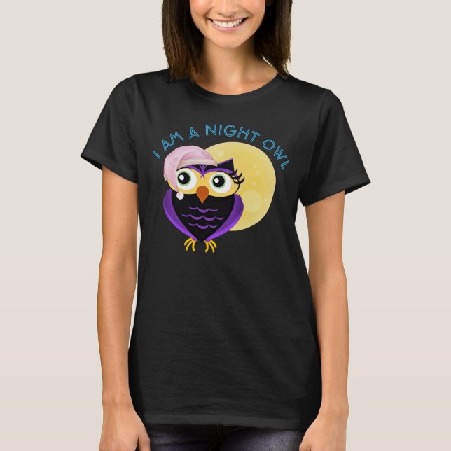 T-Shirt Chouette Nocturne Mignonne (Devant)