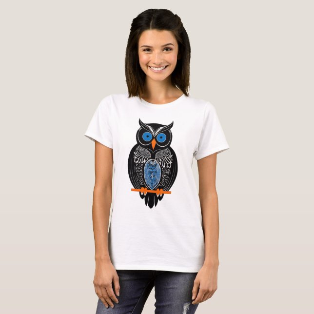 T-shirt Chouette noire (Devant entier)