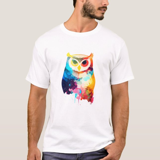 T-shirt Chouette Oiseau nature sauvage Couleurs animales P (Devant)
