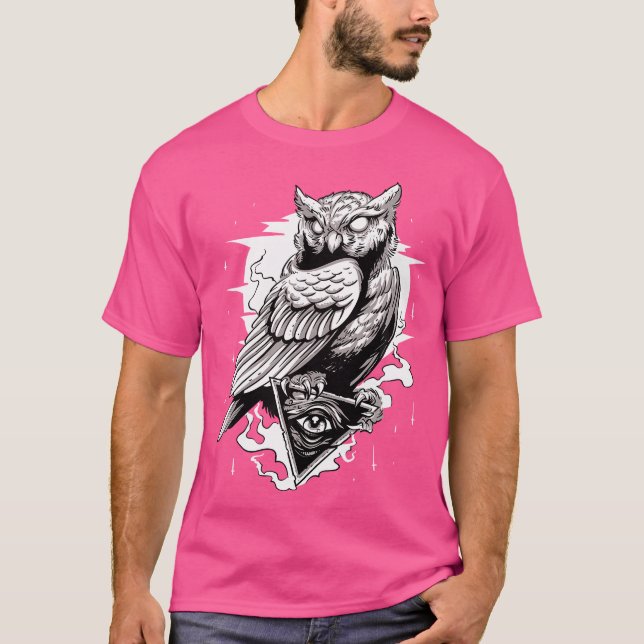 T-shirt Chouette Pyramide Secret Illuminati Owl Conspirati (Devant)