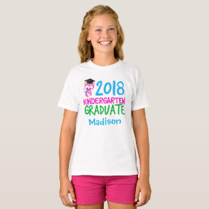 T-shirt Chouette rose personnalisée 2018 de la maternelle