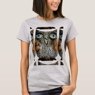 T-shirt Chouette segmentée Grain en bois graphique Abstrai