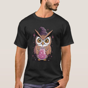T-shirt Chouette Sorcière Mignonne avec Chaudron de Potion