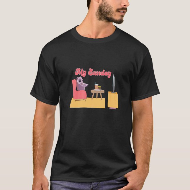 T-shirt Chouette Sur Le Canapé Mon Dimanche (Devant)