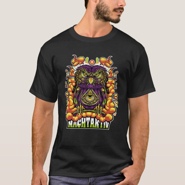 T-shirt Chouette trippy couleur psychodelic (Devant)