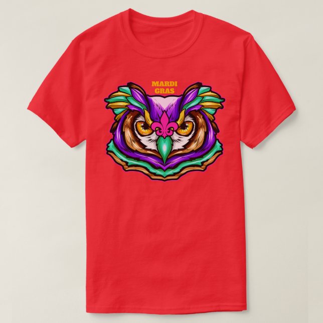 T-shirt Chouette Vert Violet Avec Fleur De Lis Rose Pour (Design devant)