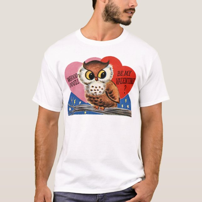 T-shirt Chouette vintage Valentine (Devant)