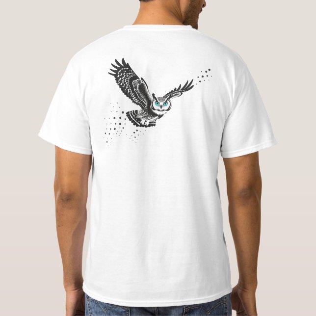 T-shirt Chouette volante - Dotwork d'encre minimale (Dos)