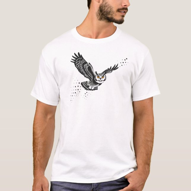 T-shirt Chouette volante - Graphique d'encre de découpe (Devant)