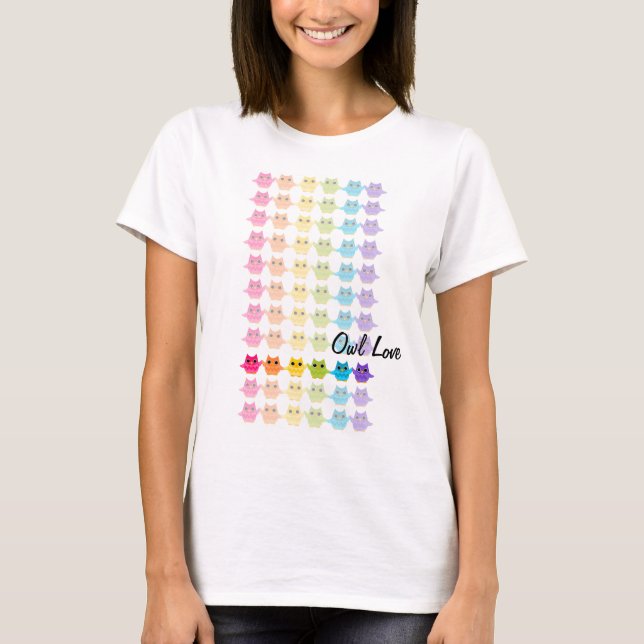 T-shirt Chouettes arc-en-ciel (Devant)