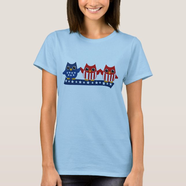 T-shirt Chouettes de fête de l'Indépendance (Devant)
