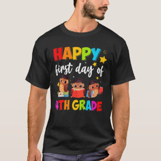 T-shirt Chouettes Mignonnes Joyeuses Jour De 4Ème Année