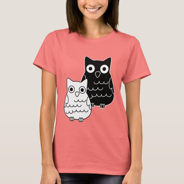 T-shirt Chouettes noires et blanches (Devant)