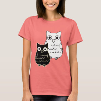 T-shirt Chouettes noires et blanches