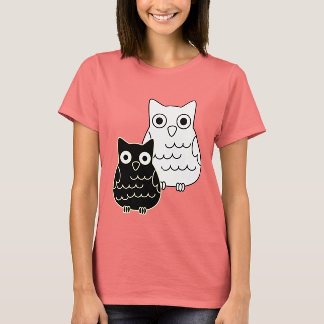 T-shirt Chouettes noires et blanches (Devant)