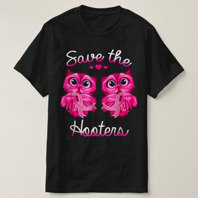 T-shirt Chouettes Sauver Un Hooters Pink Ribbon Cancer du  (Design devant)