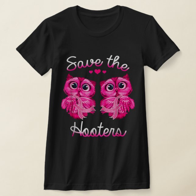 T-shirt Chouettes Sauver Un Hooters Pink Ribbon Cancer du  (Poser)