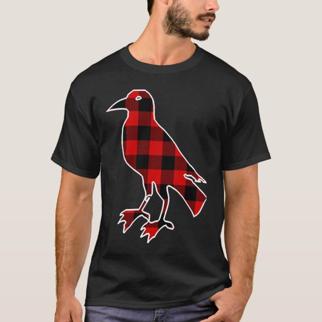T-shirt Chough Red Buffalo Plaid Bird Crow Matching PJ Fam (Devant)