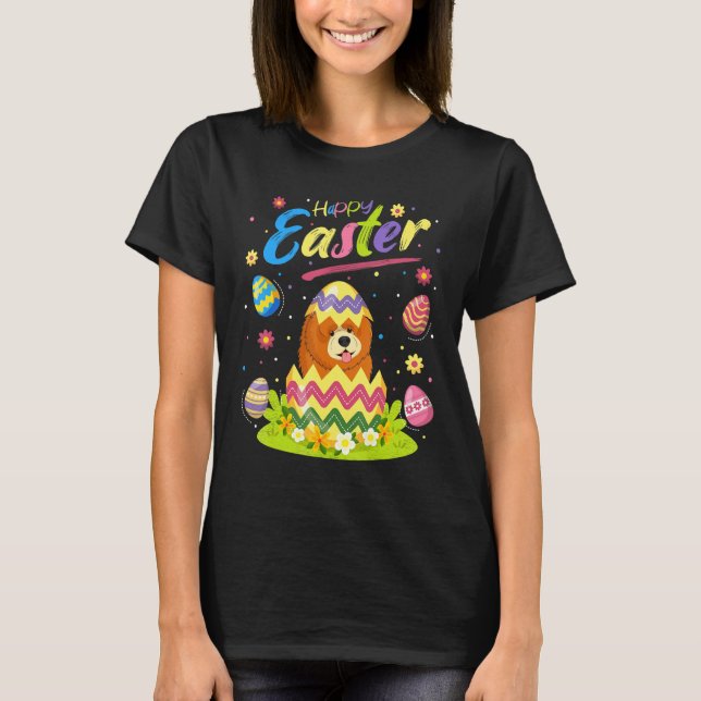 T-shirt Chow Chow Chien Oeuf de Pâques Chow Chow Joyeux Pâ (Devant)