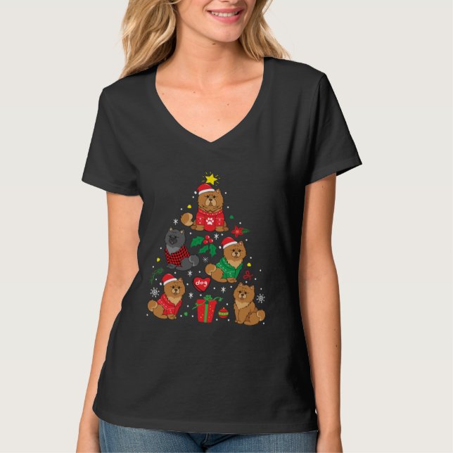 T-shirt Chow Chow Christmas Dog Tree (Devant)