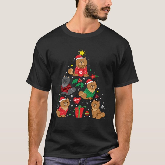 T-shirt Chow Chow Christmas Dog Tree (Devant)