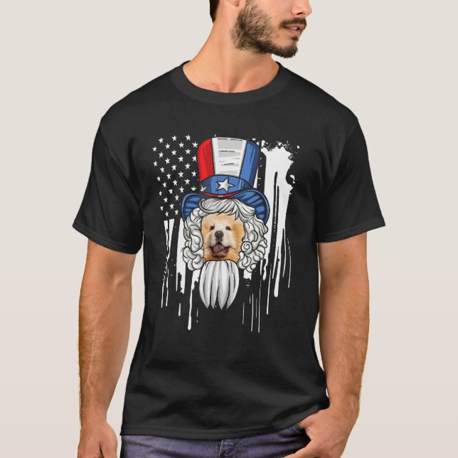 T-shirt Chow Chow Costume Patriotic 4th Of July American F (Devant)