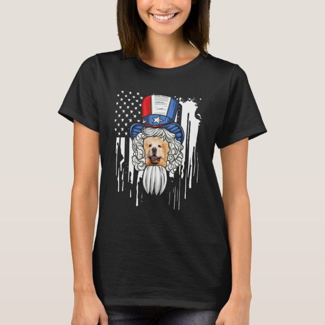 T-shirt Chow Chow Costume Patriotic 4th Of July American F (Devant)