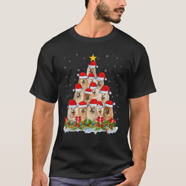 T-shirt Chow Chow Dog Lover Xmas Tree Santa Christmas Chow (Devant)