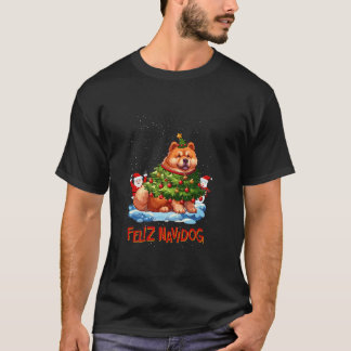 T-shirt Chow Chow Joyeux Noël Arbre Lumières Chien X Mas D