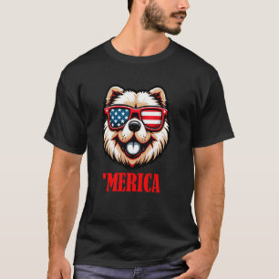 T-shirt Chow Chow Merica 4 juillet Drapeau américain