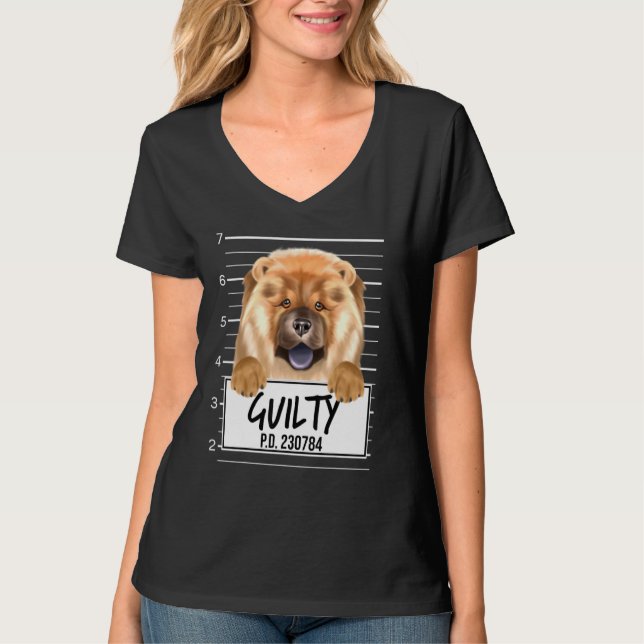 T-shirt Chow Chow Mugshot Chien coupable (Devant)