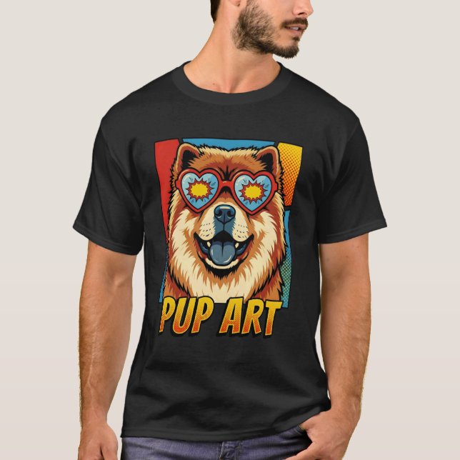 T-shirt Chow Chow Pop Art Chien Style Comic Retro (Devant)