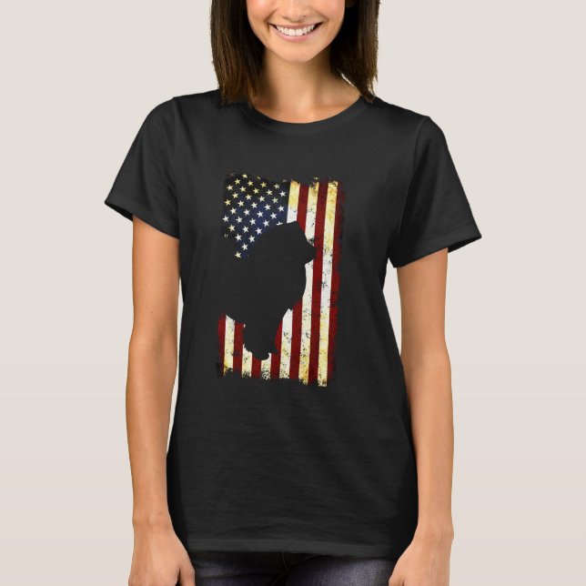 T-shirt Chow chow Silhouette Drapeau américain 4 juillet C (Devant)