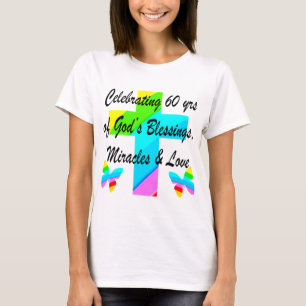 T-SHIRT CHRÉTIEN 60E ANNIVERSAIRE CROIX ET BUTTERFLY DESIG