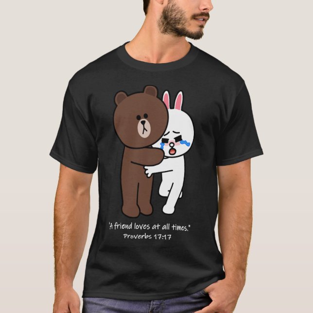 T-shirt Chrétien Brown Ours Lapin Cony Rabbit Un Ami Lo (Devant)