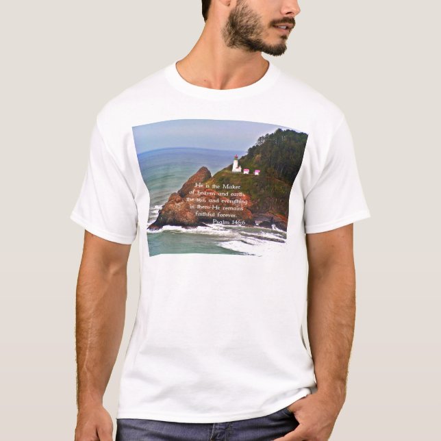 T-shirt Chrétien Creationarts de mer d'océan de phare (Devant)