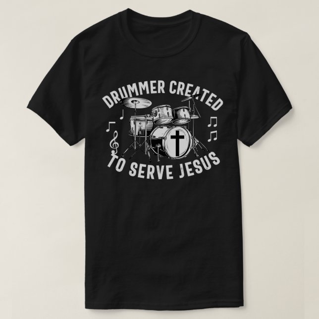 T-shirt Chrétien Drummer Joueur Stick Hommes Jésus Wors (Design devant)