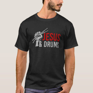 T-shirt Chrétien Drummer Sauveur batterie dévote christian