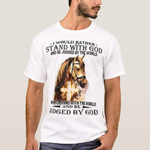 T-shirt Chrétien Je Préférerais Rester Avec Mon Dieu cheva