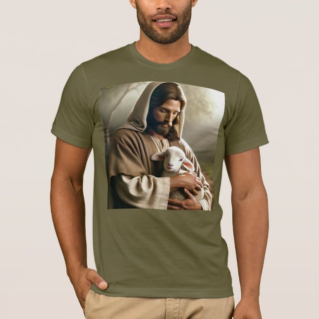 T-SHIRT CHRÉTIEN JÉSUS ET AGNEAU (Devant)