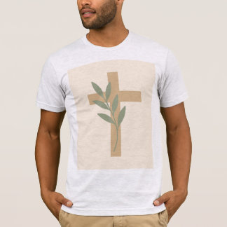 T-Shirt Chrétien Minimaliste Croix de Branche d'Ol