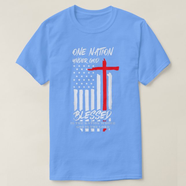 T-shirt Chrétien patriotique Béni une nation sous Dieu T (Design devant)